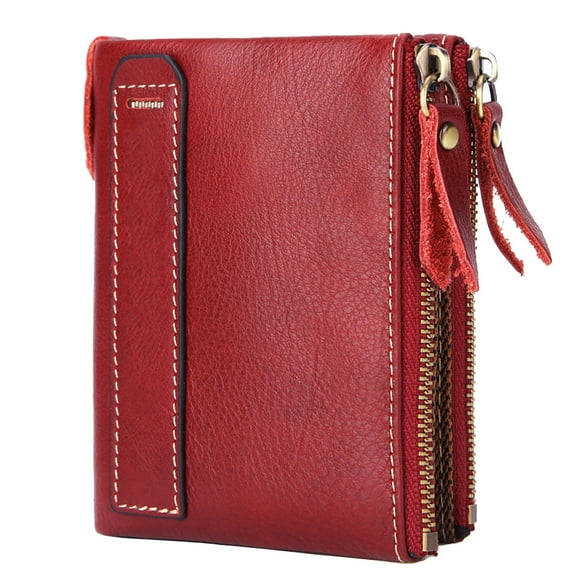 Egoelife Women RFID Blocking Genuine Leather Wallet with Coin Purse Small Compact Wallet Card Holder with ID Window