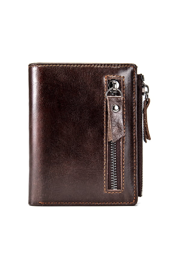 Women RFID Blocking Small Compact Bifold Wallet Genuine Leather Credit Card Holder Zipper Pocket Purse with ID Window
