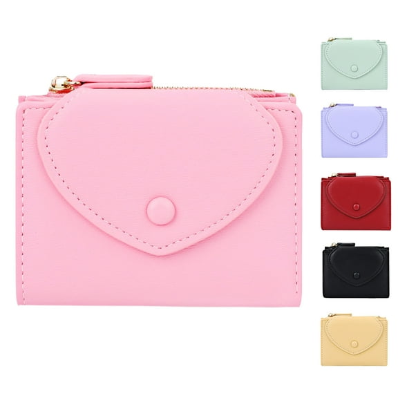 Egoelife Women Wallet PU Leather Tri-fold Ladies Purse Cute Small Zipper Pocket Lightweight Coin Cash and Card Holder with ID Window
