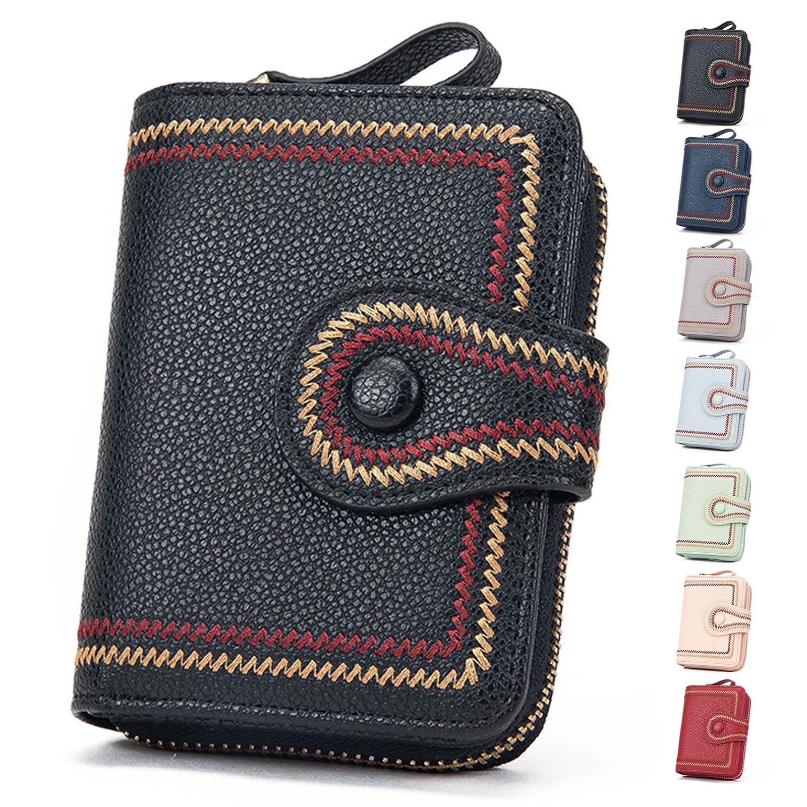 Egoelife Women Wallet PU Leather Zipper Card Case Holder Bifold Purse ...