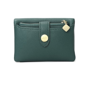 Women's Faux Leather Small Short Wallet – Mini Purse With Card Holder & ID Window, Bifold With Zipper