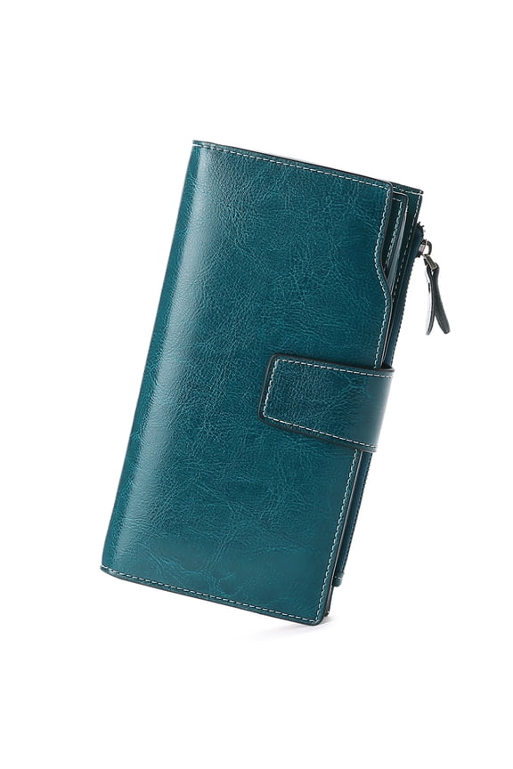 Womens Leather Wallet RFID Blocking Clutch Large Capacity Card Holder Organizer Ladies Purse,Peacock Blue,1 pc