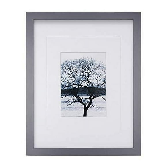 Egofine 11x14 Picture Frames Display Pictures 5x7/8x10 with Mat or 11x14 Without Mat Made of Solid Wood for Table Top Display and Wall Mounting Photo Frame, Dark Gray