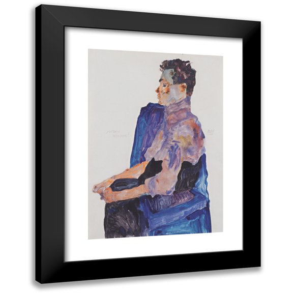 Egon Schiele 11x14 Black Modern Framed Museum Art Print Titled - Portrait of Anton Picka (1911)