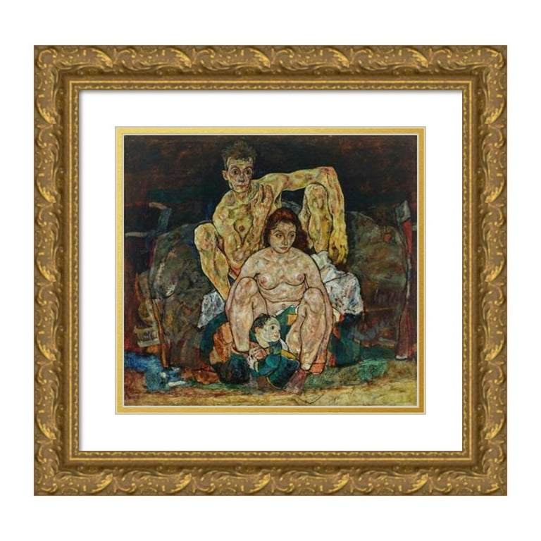 Egon Schiele 13x12 Gold Ornate Wood Frame and Double Matted Museum