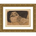 thumbnail image 1 of Egon Schiele 14x11 Gold Ornate Wood Frame and Double Matted Museum Art Print Titled - Head of a Woman (1908), 1 of 4