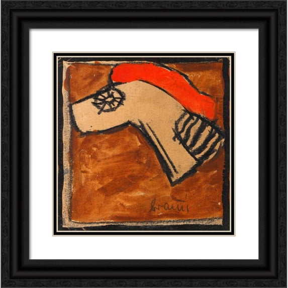 Egon Schiele 15x15 Black Ornate Wood Framed Double Matted Museum Art Print Titled - Headboard of a Rossharnisch (1918)