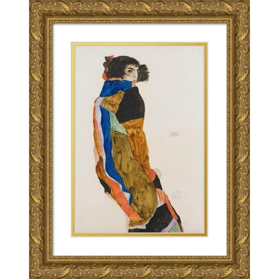Egon Schiele 17x24 Gold Ornate Framed and Double Matted Museum Art Print Titled - Is (1911)