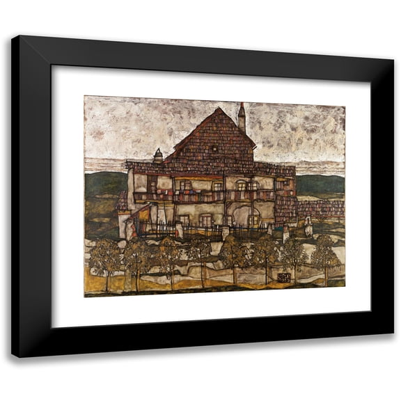 Egon Schiele 18x15 Black Modern Framed Museum Art Print Titled - House with Shingle Roof (Old House II) (1915)