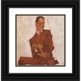 thumbnail image 1 of Egon Schiele 20x21 Black Ornate Framed Double Matted Museum Art Print Titled: Portrait Arthur Roessler (1910), 1 of 5