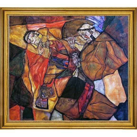 Egon Schiele Agony - 16" x 20" Framed Premium Canvas Print