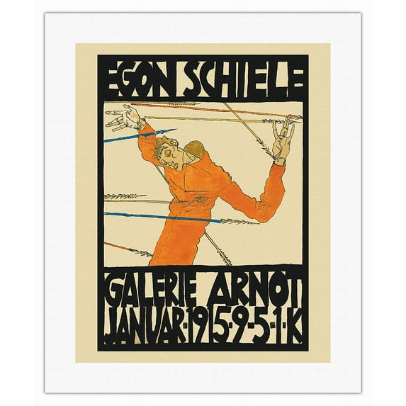 Egon Schiele Exhibition at Gallery Arnot - Vintage Art Exhibition Poster by Egon Schiele c.1915 - Fine Art Rolled Canvas Print 16in x 20in