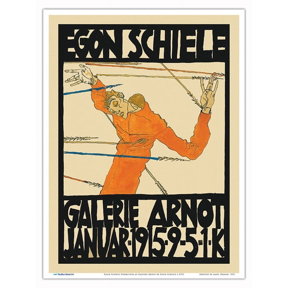 Egon Schiele Exhibition at Gallery Arnot - Vintage Art Exhibition Poster by Egon Schiele c.1915 - Master Art Print (Unframed) 9in x 12in