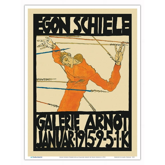 Egon Schiele Exhibition at Gallery Arnot - Vintage Art Exhibition Poster by Egon Schiele c.1915 - Master Art Print (Unframed) 9in x 12in