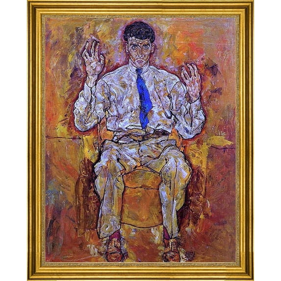 Egon Schiele Portrait of Albert Paris von Gutersloh - 18" x 24" Framed Premium Canvas Print