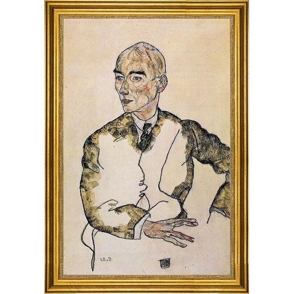 Egon Schiele Portrait of Dr. Viktor Ritter von Bauer - 16" x 24" Framed Premium Canvas Print