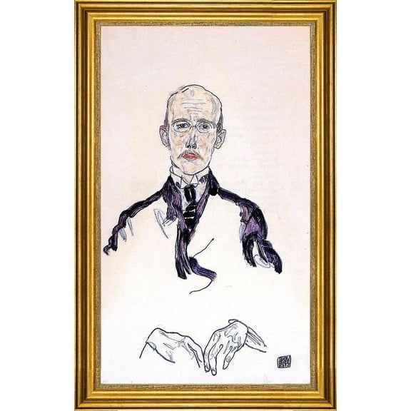Egon Schiele Portrait of Karl Maylander - 16" x 24" Framed Premium Canvas Print