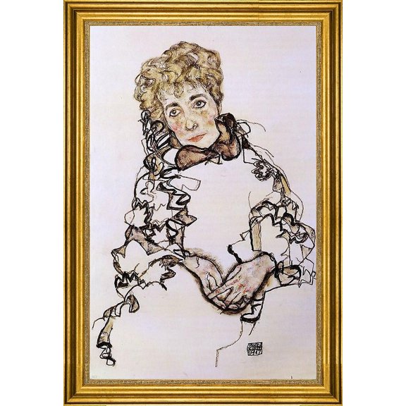Egon Schiele Sarena Lederer - 16" x 24" Framed Premium Canvas Print