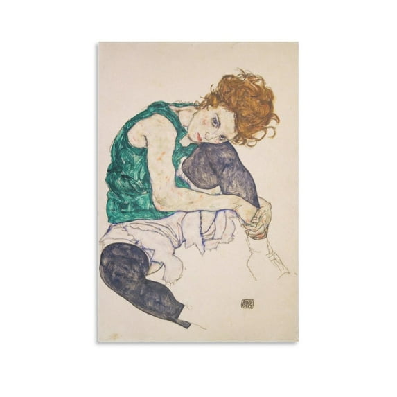 Egon Schiele Seated Woman with Bent Knee Abstract Art Poster Room Aesthetic Poster Print Art Wall Painting Canvas Posters Gifts Modern Bedroom Decor 24x36inch(60x90cm)
