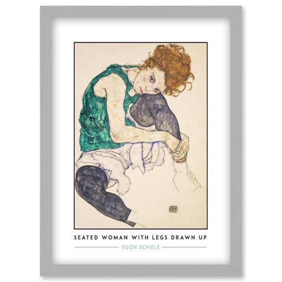 Egon Schiele Seated Woman With Legs Drawn Up Expressionist Painting Artwork Framed Wall Art Print A4