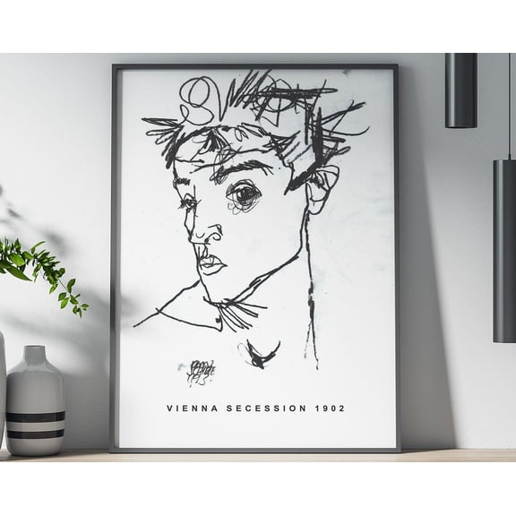 Egon Schiele Self Portrait Poster, Poster, Poster Print, Wall Decor, Self Portrait, Portrait Art, Artist, Expressionism, Fine Art Wall Art, Modern Wall Decor, 8x12 UNFRAMED