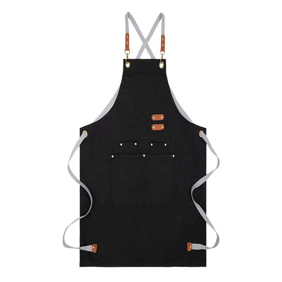 Egooesam Chef Apron-Cross Back Apron for Men Women with Adjustable Straps and Large Pockets, Cooking Kitchen Work Waterproof Bib Apron, Black
