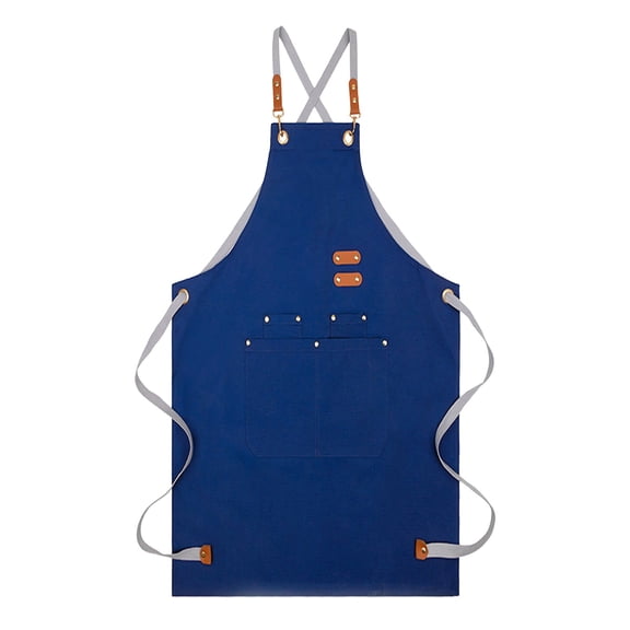 Egooesam Chef Apron-Cross Back Apron for Men Women with Adjustable Straps and Large Pockets, Cooking Kitchen Work Waterproof Bib Apron, Blue