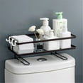 thumbnail image 1 of Egooesam Floating Shelves For Wall,Bathroom Over The Toilet Storage Shelf With Hook Black Mesh Bracket Shelves Compact Design No Drilling No Screw Rack For Small S,Kitchen Organizers And Storage, 1 of 8