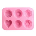 thumbnail image 1 of Egooesam Flowers Star Love Cake Pans Silicone Molds for Baking Cake Chocolate Cocoa Bomb, 6 Cavity Soap Craft Oven Safe DIY Handmade Gift Pan, 1 of 5