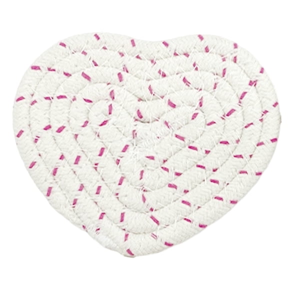 Egooesam Heart Coasters Love Heart Shape Braided Cotton Drink Coasters Absorbent Cup Mat for Mother's Day Party Home Office Decoration Housewarming White