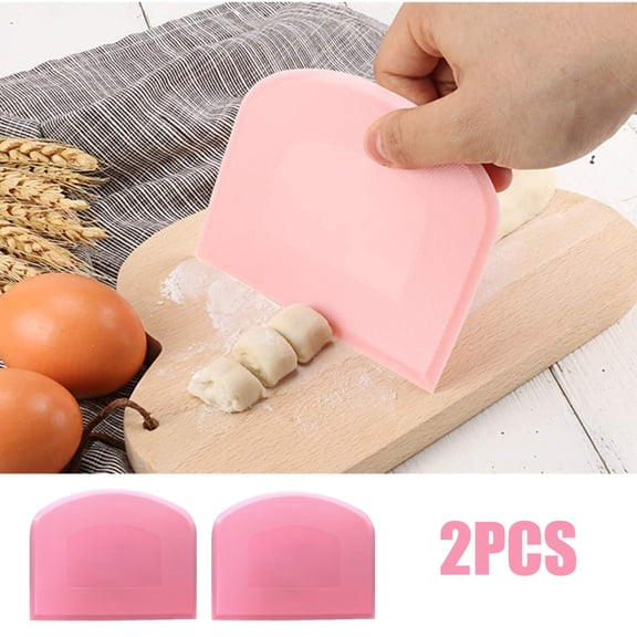 Egooesam Kitchen Utensils Set,Tools Baking Spatula Butter Batter 2PC Cake Plastic Pink Scraper Dough Bakeware