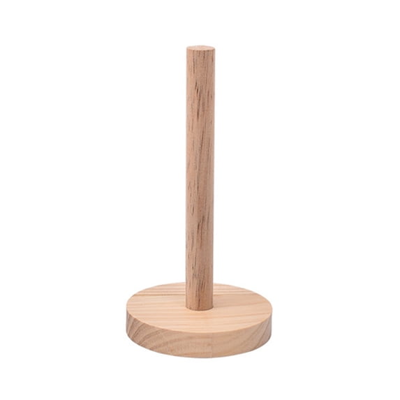 Egooesam Wooden Paper Towel Holder Stand Countertop, Kitchen Paper Hanger Rack Bathroom Towel Roll Stand Organizer Simply Standing Countertop Paper Roll Holder