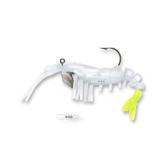 Egret Baits Vudu Rattle Shrimp 3.25" Softbait, 1/4oz, White Chartreuse, 2 Count