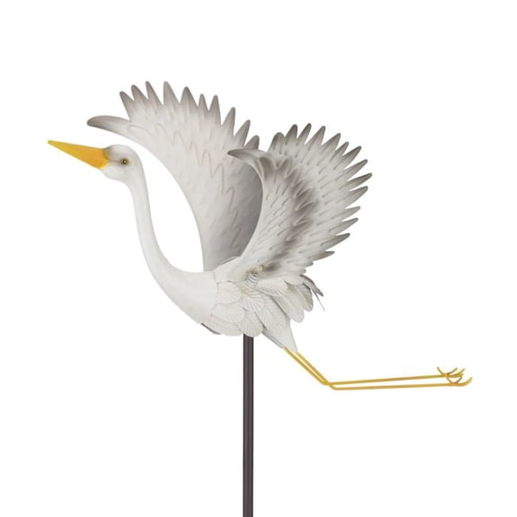 Regal Art & Gift Bird Jiggly Stake - Egret Metal 44"" Garden Yard