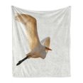 thumbnail image 1 of Egret Soft Flannel Fleece Throw Blanket, Macro Photo of Flying Heron Bird Wild Nature Fauna, Cozy Plush for Indoor and Outdoor Use, 50" x 60", Cinnamon Charcoal Grey, by Ambesonne, 1 of 6