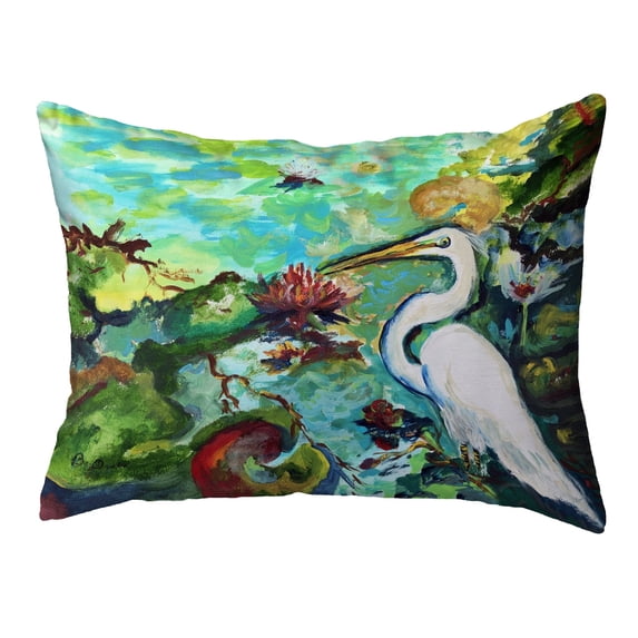 Egret & Waterlilies Noncorded Pillow 11x14 Small