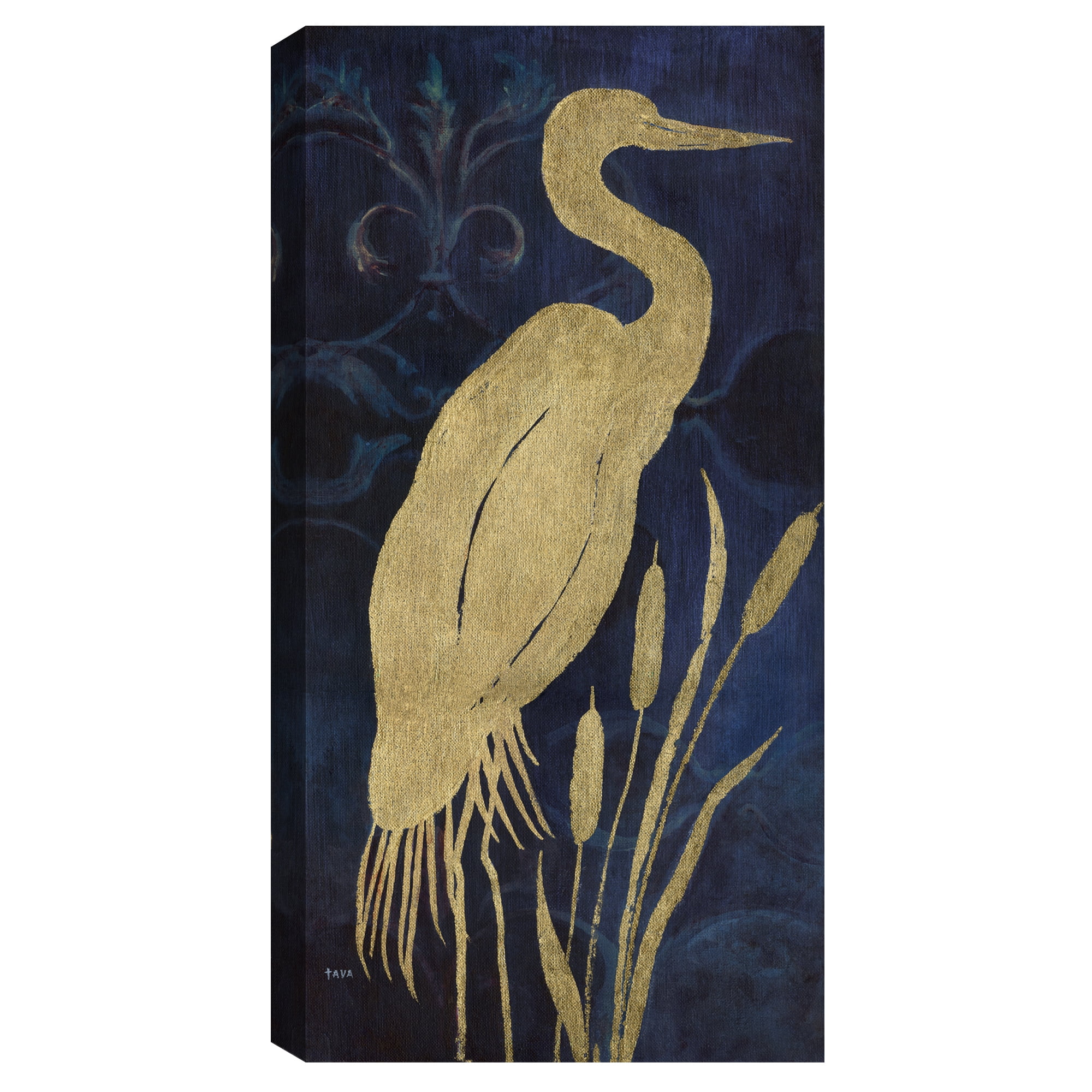 Egret on Indigo I by Janet Tava Canvas Art Print