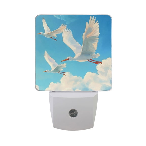Egrets in The Sky Clouds LED Night Light with Smart Sensor Plug Into Wall Dusk to Dawn 2 packs