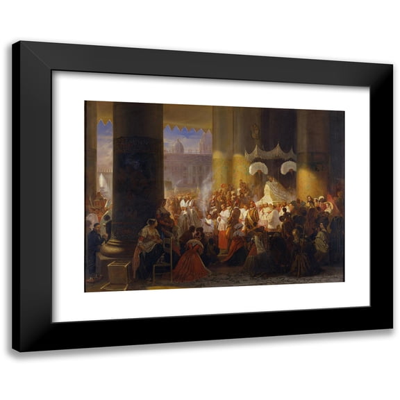 Egron Lundgren 14x11 Black Modern Framed Museum Art Print Titled - Procession at the Feast of Corpus Christi in Rome (1847)