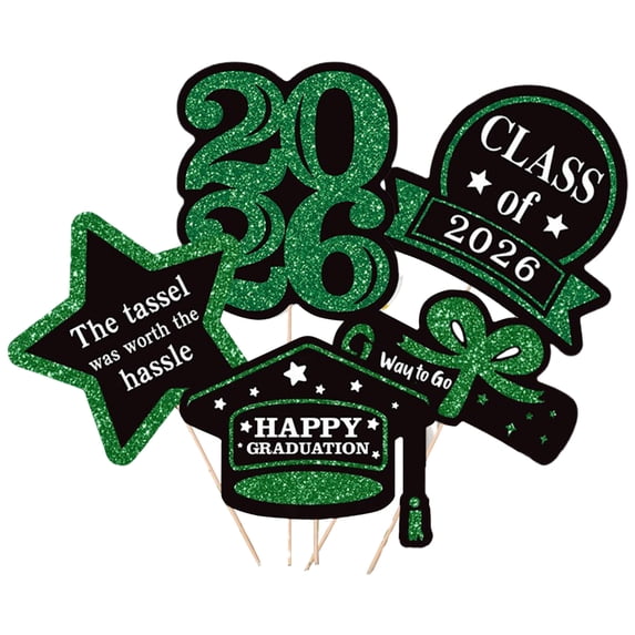 Eguiwyn 10PCS 2026 Graduation Centerpiece Sticks Congrats Grad Table Toppers for High School College Graduation Party Decorations Table Ornaments,Green 31*18cm