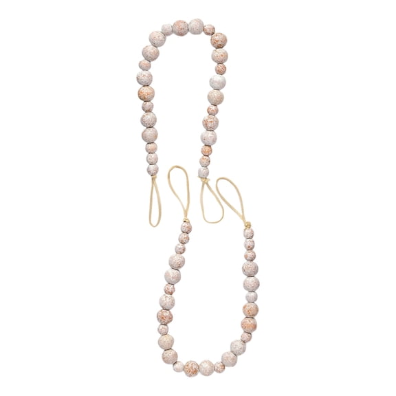 Eguiwyn 10pcs Natural Wood Bead Curtain Tie Backs, Farmhouse Boho Holdbacks for Drapes, Window Decor for Living Room Bedroom Office, Wooden Bead Curtain Tieback, Limestone White,55*2cm