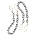thumbnail image 1 of Eguiwyn 10pcs Natural Wood Bead Curtain Tie Backs, Farmhouse Boho Holdbacks for Drapes, Window Decor for Living Room Bedroom Office, Wooden Bead Curtain Tieback, Gray,55*2cm, 1 of 9