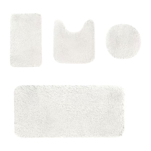 Eguiwyn 4PCS Bathroom Rugs and Mats Sets, Soft Microfiber Bath Mats with Non-Slip Backing, Machine Washable Absorbent Floor Mats for Toilet and Shower, Chocolate Brown, White