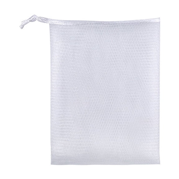 Eguiwyn 4Packs Exfoliating Mesh Soap Bag Mesh Saver Pouch Bubble Foaming Nets Pocket Drawstring Foaming Net Soap Bag for Shower Body Facial Cleaning Tool