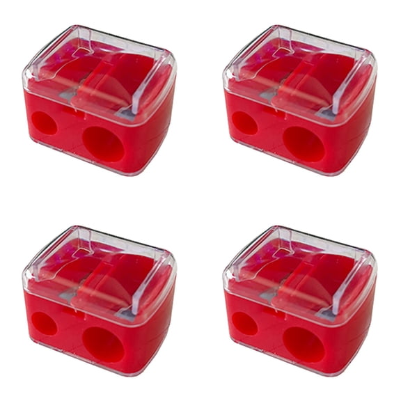 Eguiwyn 5 Pack Red Pencil Sharpener with Container Dual Holes - Handheld,Durable Pencil Sharpeners, and Make Up Pencil Sharpener, for School, Home and Office
