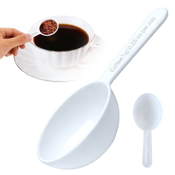Eguiwyn 5PCS Plastic Coffee Measuring Spoons Short Handle Tablespoon Coffee Scoops for Tea Sugar Cereal Fruit Powder Seed Spices Measuring Tool for Kitchen,White 9.7*3.8*2.2cm