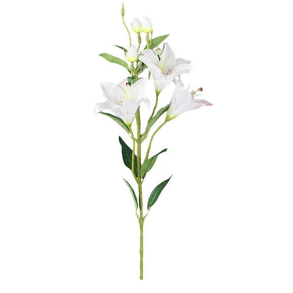 Eguiwyn Artificial Flowers, Manunclaims Pcs Long Stem Artificial Lilies Flowers Silk for Home Table Centerpieces Arrangement Wedding Diy Decoration 6 Heads/Branch, 1* Home Decoration Lily