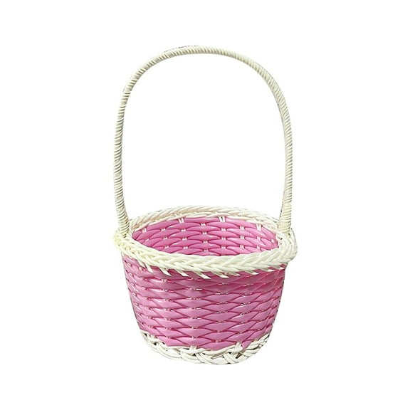Eguiwyn Event & Party Supplies for Crafts Decor Mini Rattan Picnic Basket Kids Easter Baskets Empty Plastic Easter Basket for Easter Egg Hunt, Pink