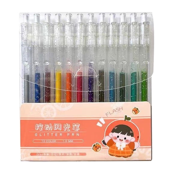 Eguiwyn Glitter Glue Pens 12 Pack - Washable Glitter Glue Stick Set, Diy Arts & Crafts Glitter Pens, Glitter Glue Gel Pens for Art Projects, Grad Caps Assorted Colors Glue Stick, Decorating Supplies