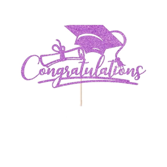 Eguiwyn Graduation Season Congratulation Cake Topper Bachelor Cap Theme Cake Decoration Plugin for High School College University Grad Party Supplies Celebration Ornaments,Purple 20.00cm
